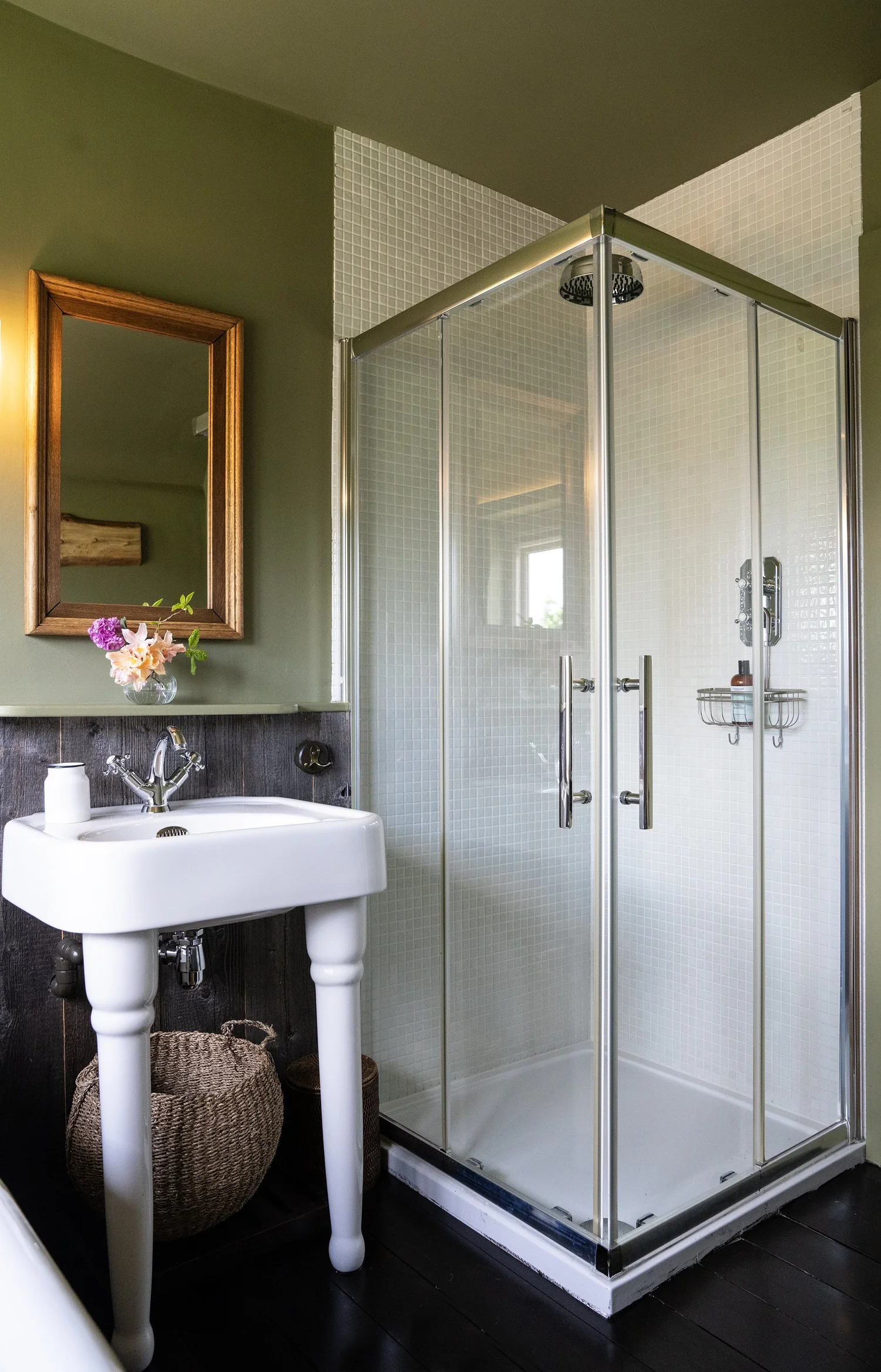 Family bathroom with copper bathtub